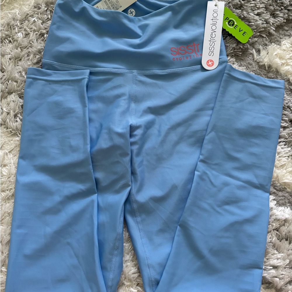 Revolution Blue Leggings High Waist Compression Fit